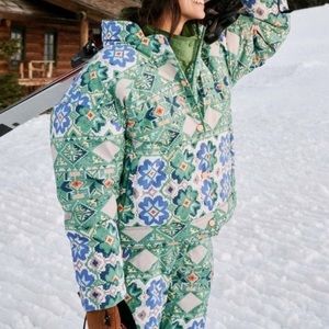 Free People Bunny Slope Printed Puffer Ski Jacket Winter Coat Small NEW